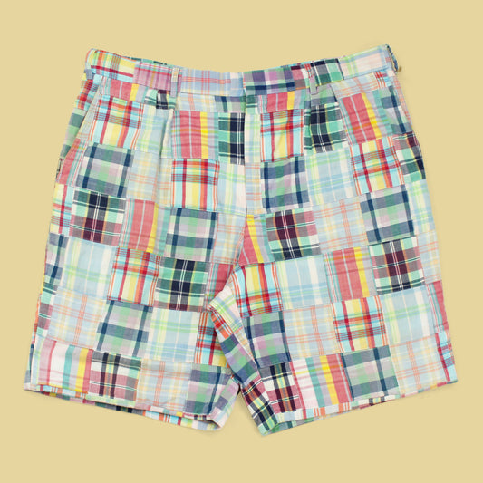 Vintage English Sports Shop Patchwork Madras Pleated Shorts