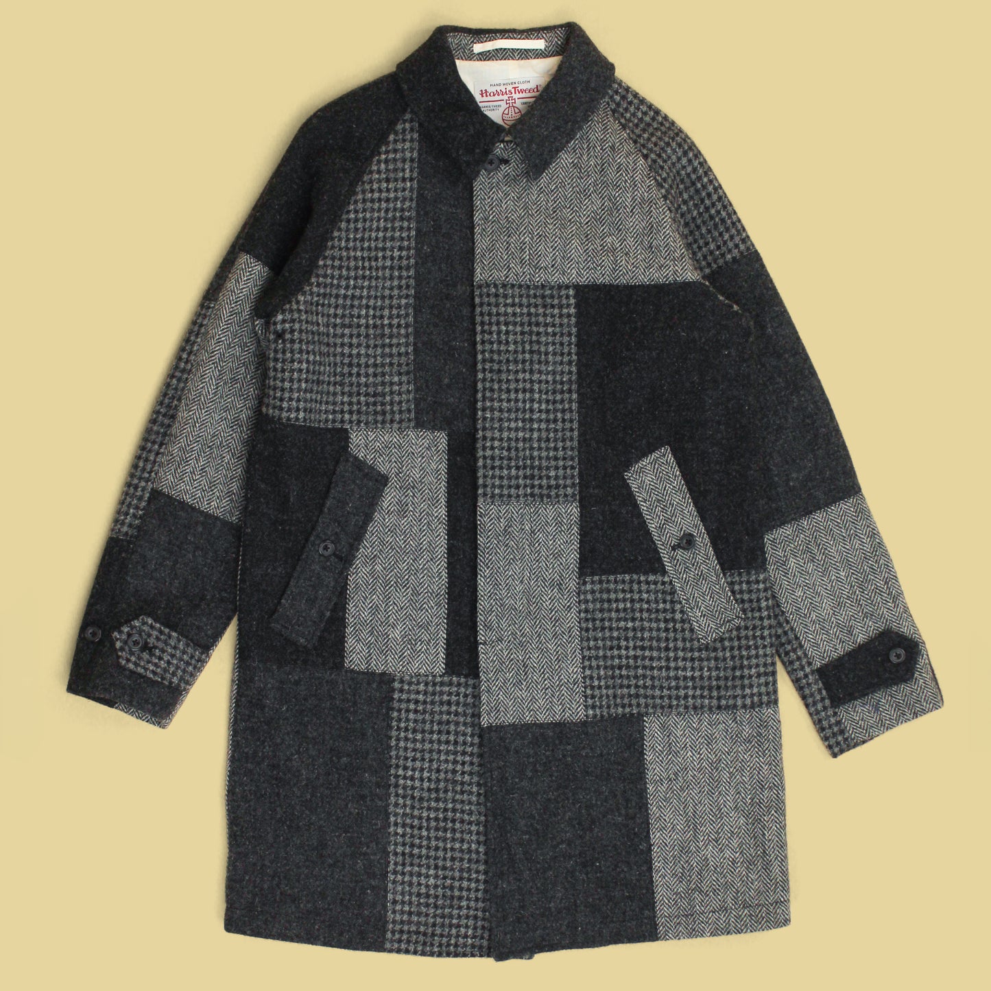 Beams Plus Patchwork Harris Tweed Bal Collar Coat