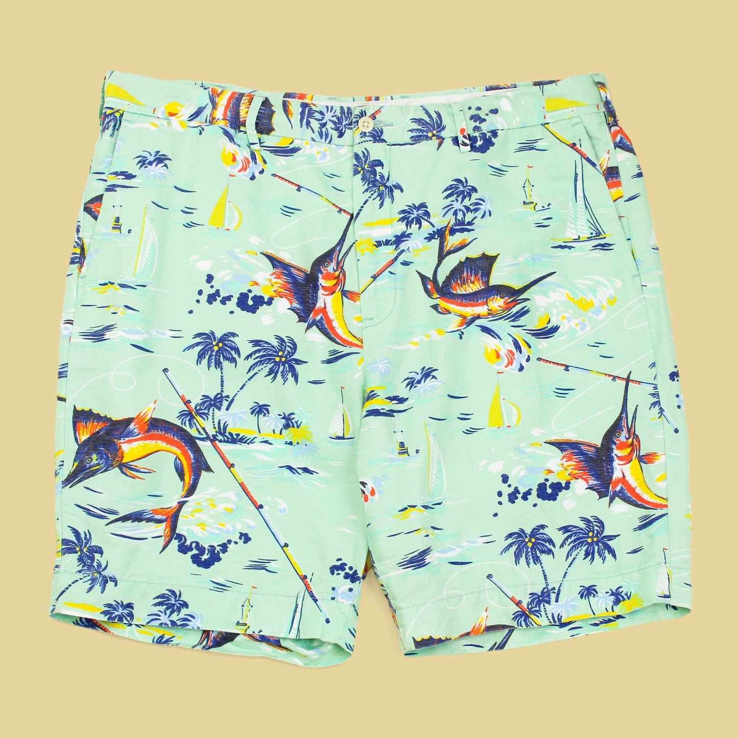 Polo Ralph Lauren Marlin Fishing Print Linen Cotton Shorts