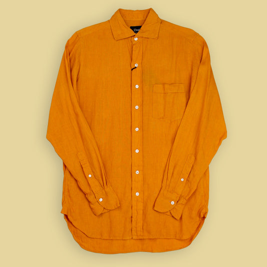 Drake's Linen Spread Collar Button-up Shirt