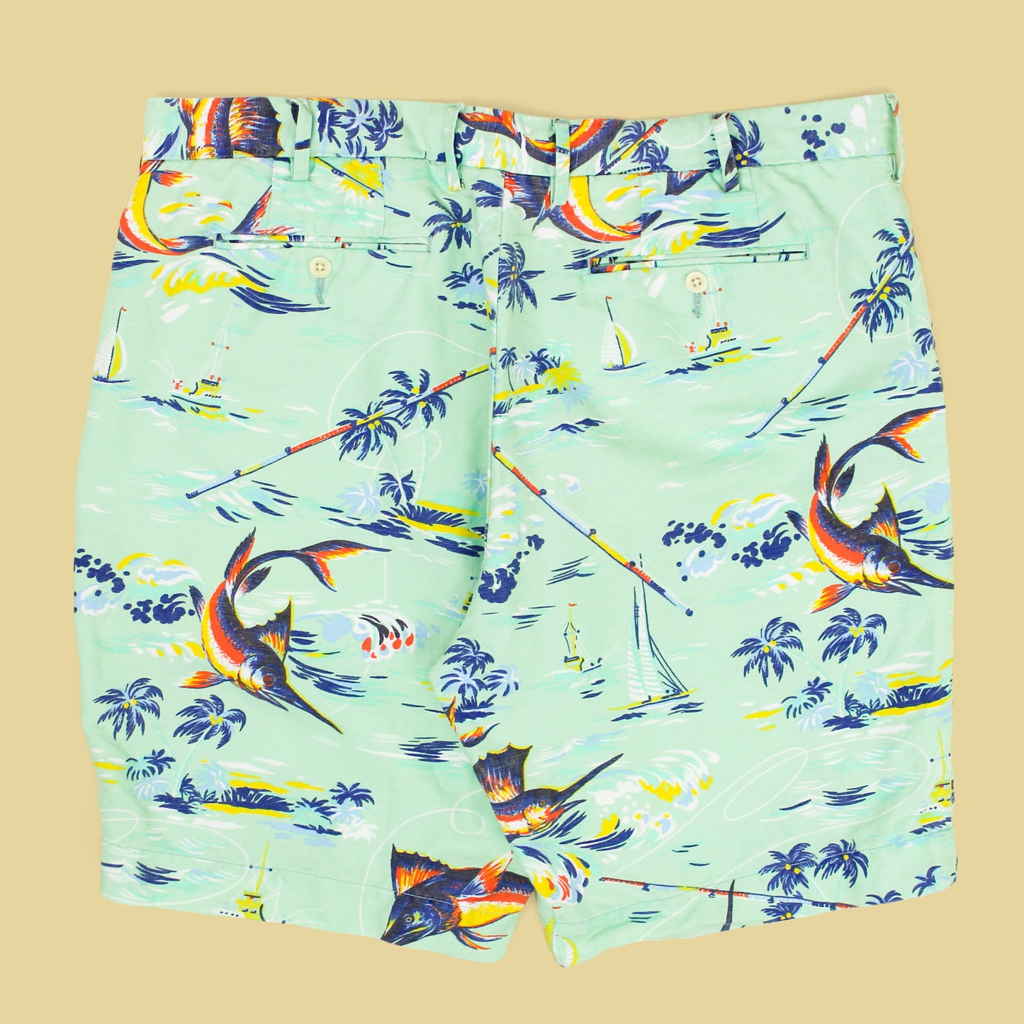 Polo Ralph Lauren Marlin Fishing Print Linen Cotton Shorts