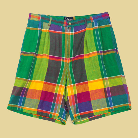 Vintage Polo Ralph Lauren Plaid Madras Pleated Shorts