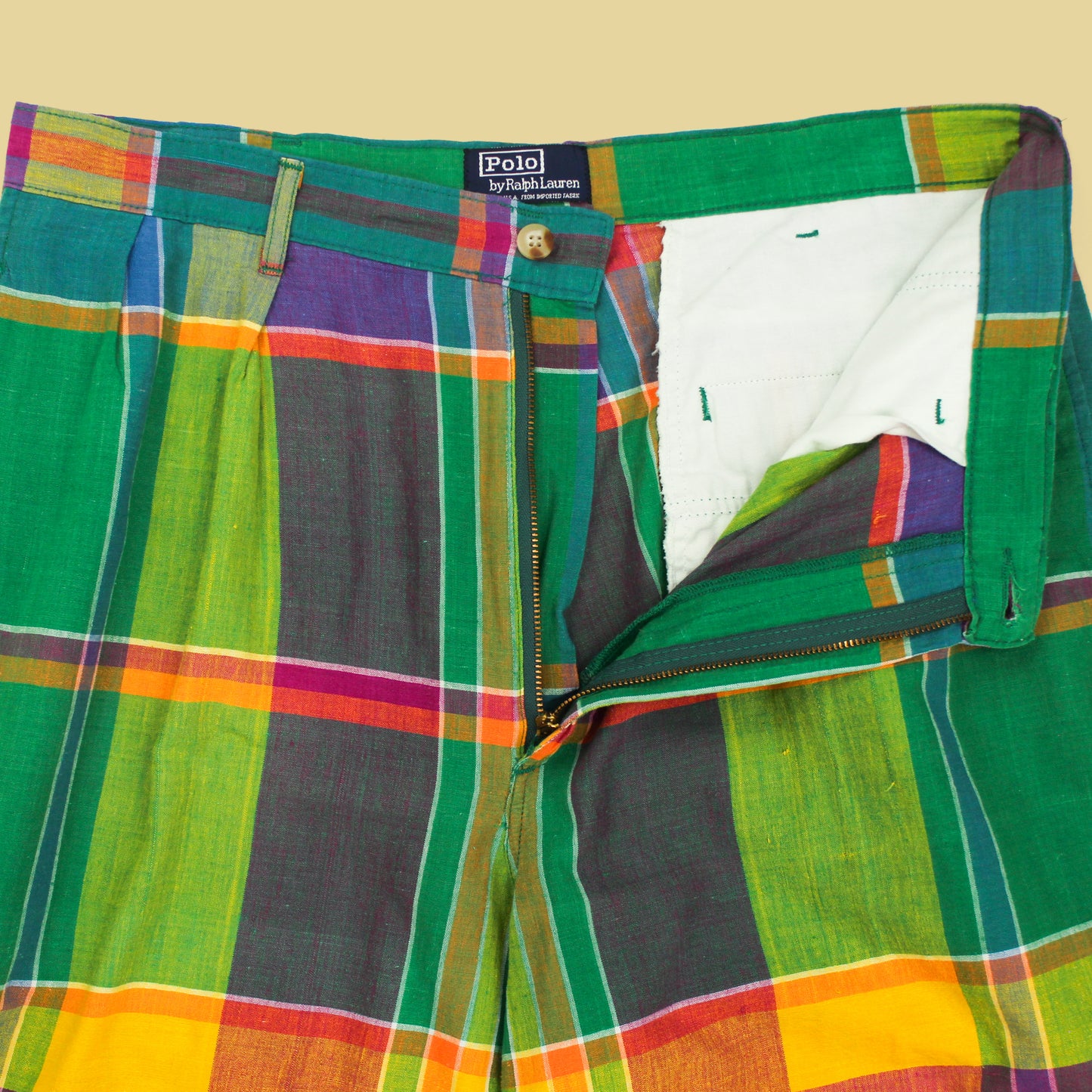 Vintage Polo Ralph Lauren Plaid Madras Pleated Shorts
