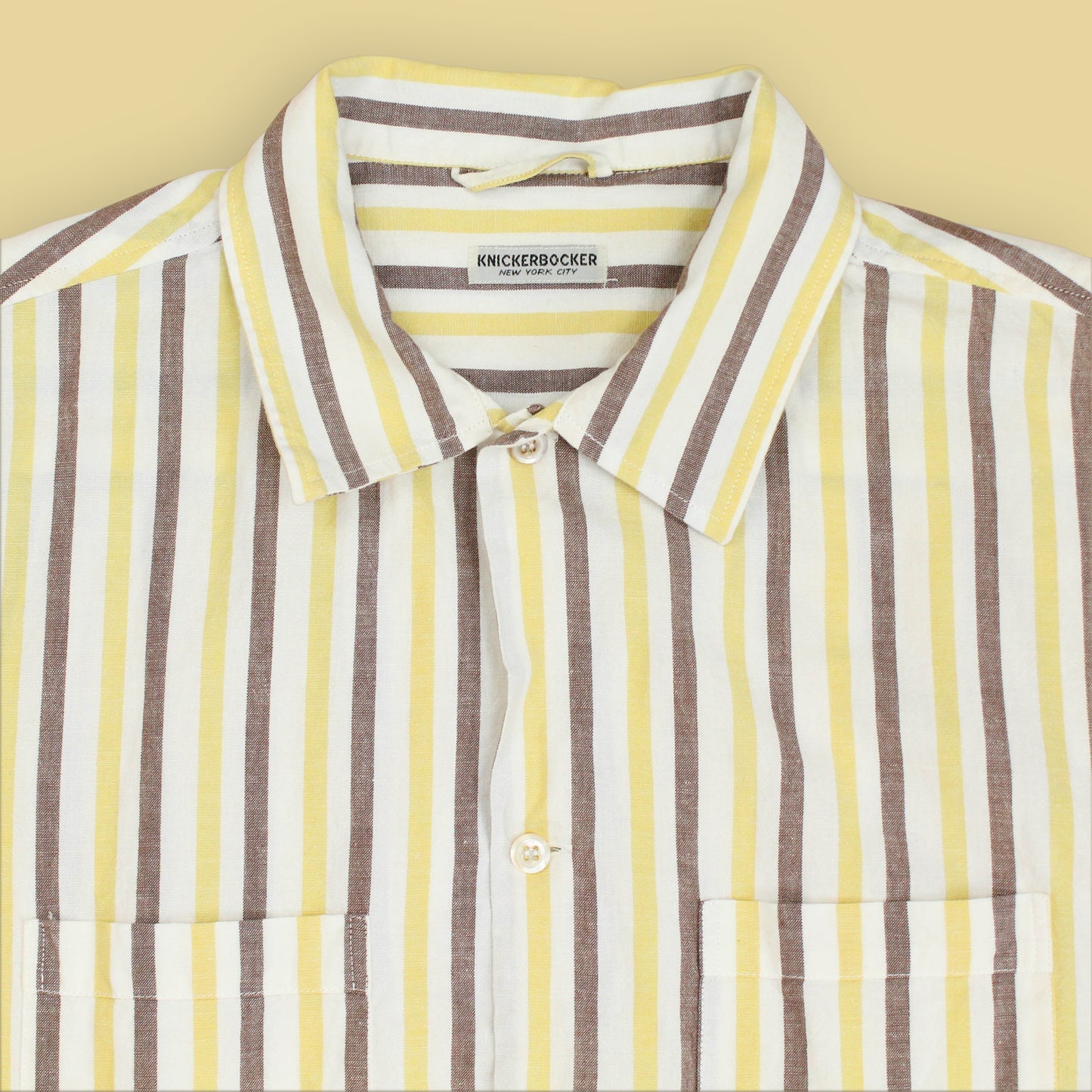 Knickerbocker NYC Striped Cotton Linen Camp Collar Highway Shirt
