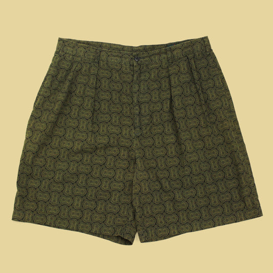 Vintage J. Crew Block Print Cotton Pleated Shorts