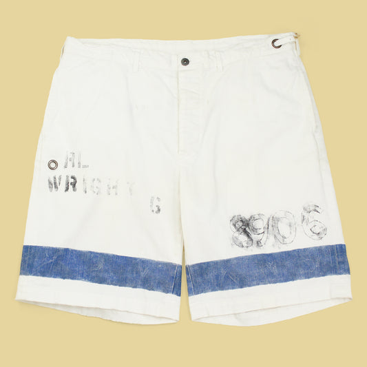 Polo Ralph Lauren Stenciled Nautical Stripe Distressed White Denim Shorts