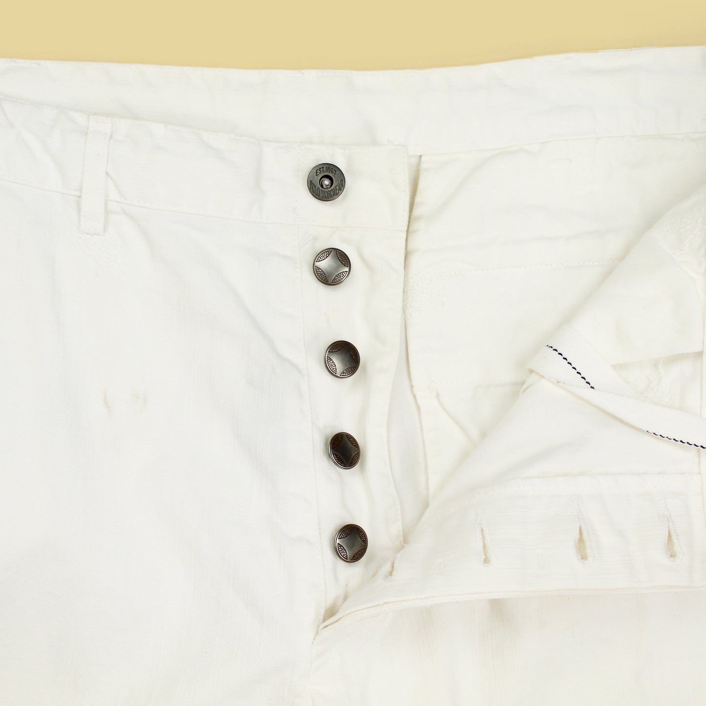 Polo Ralph Lauren Stenciled Nautical Stripe Distressed White Denim Shorts
