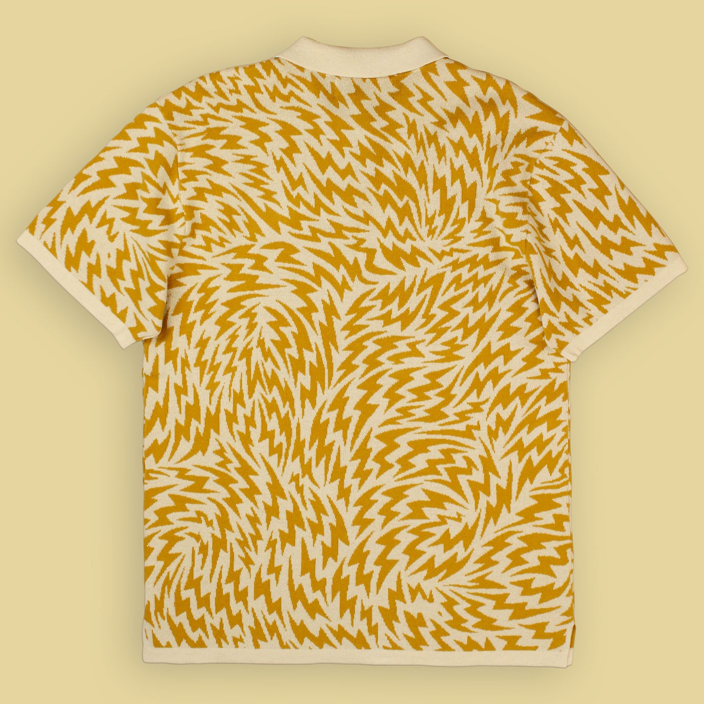 Double Rainbouu Electric Intarsia Knit Cotton Loop Collar Shirt