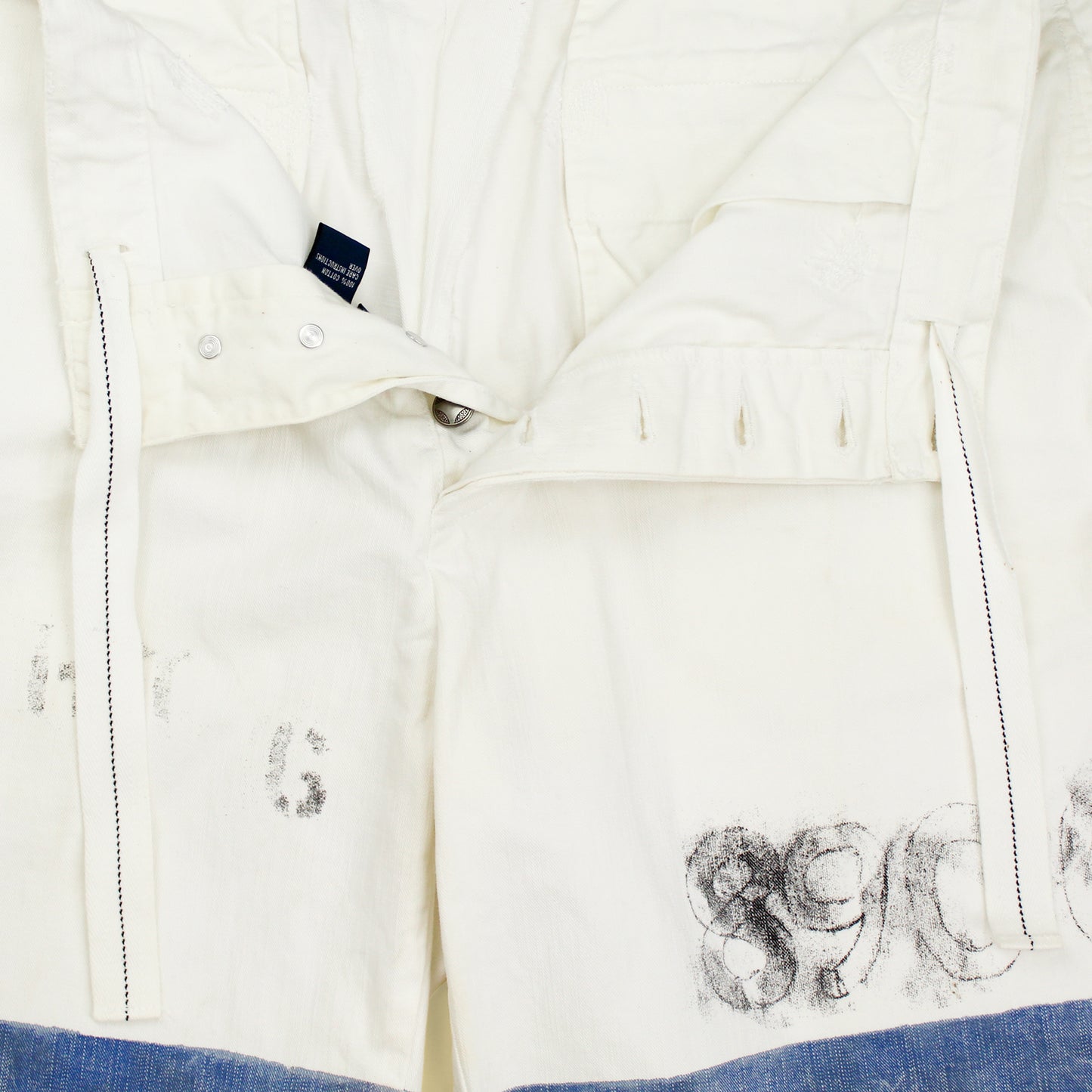 Polo Ralph Lauren Stenciled Nautical Stripe Distressed White Denim Shorts