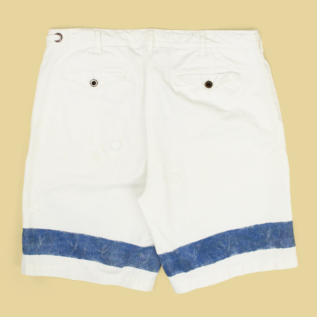 Polo Ralph Lauren Stenciled Nautical Stripe Distressed White Denim Shorts