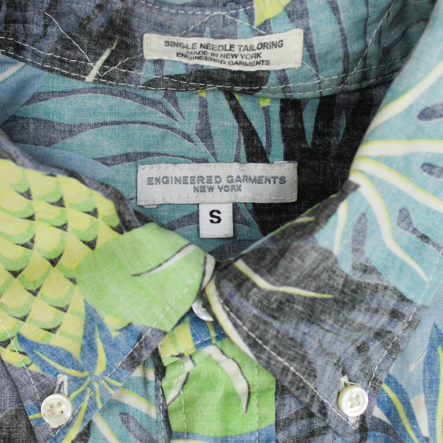 Engineered Garments Floral Reverse Print Cotton Popover Shirt