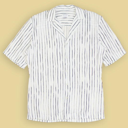 Sunspel Ink Drip Stripe Camp Collar Shirt