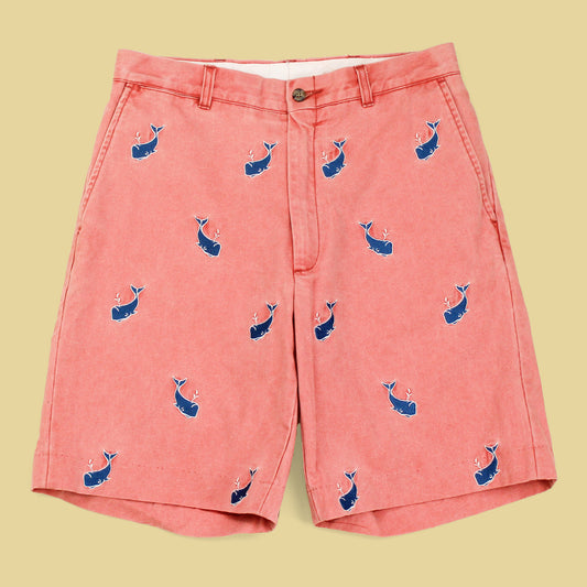 Murray's Toggery Shop Whale Embroidered Cotton Canvas Shorts