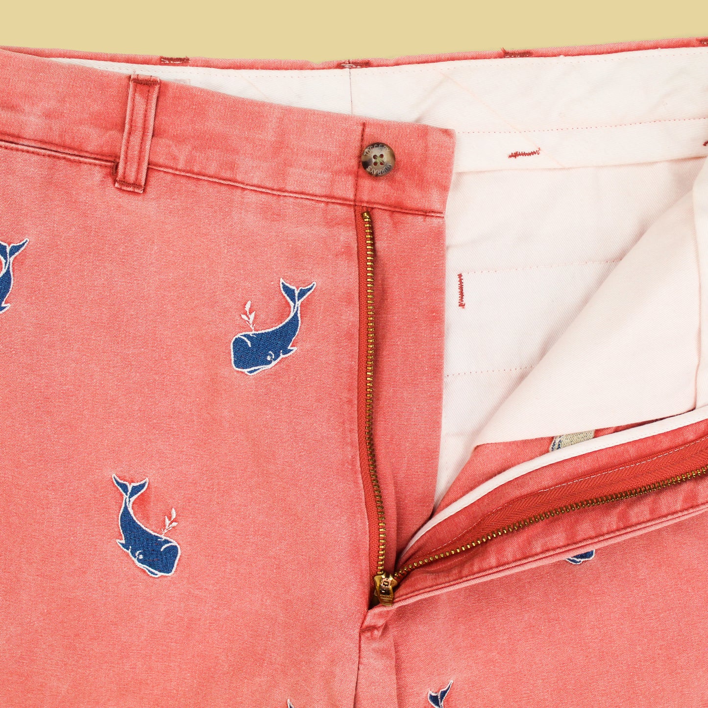 Murray's Toggery Shop Whale Embroidered Cotton Canvas Shorts