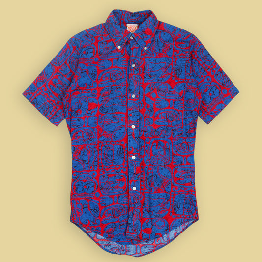 Mod Man by Matt Andrews Tiki Print Short Sleeve Button Down Shirt