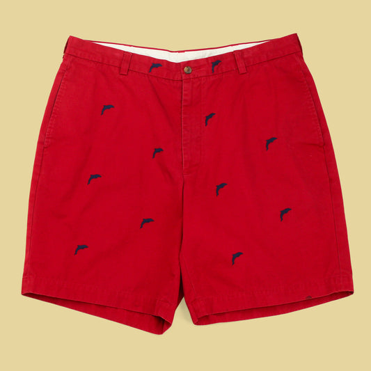 Brooks Brothers 346 Dolphin Embroidered Cotton Chino Shorts