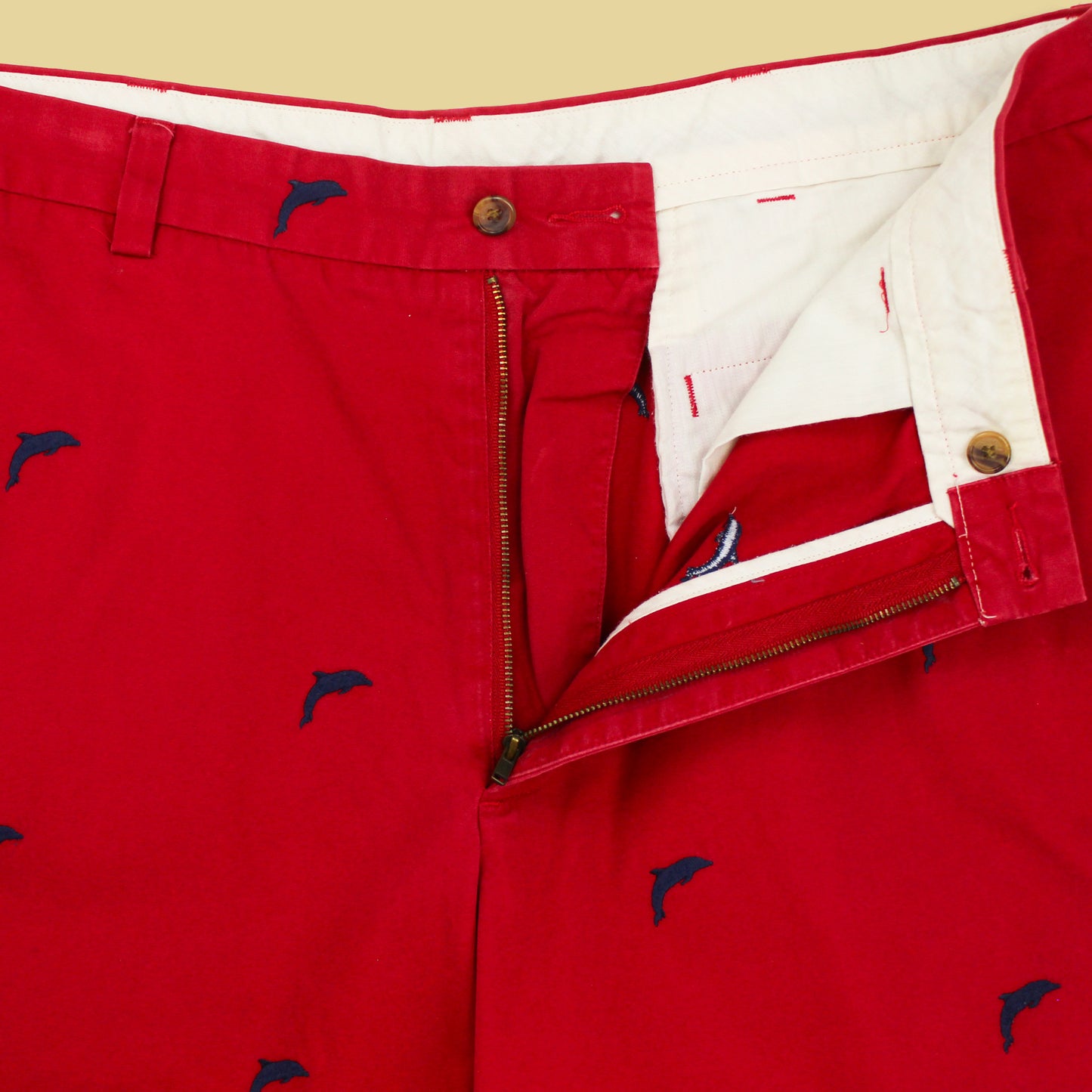 Brooks Brothers 346 Dolphin Embroidered Cotton Chino Shorts