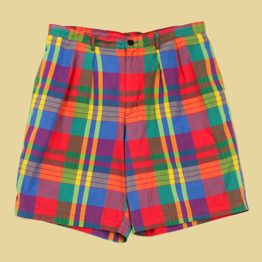 Vintage Gap Plaid Madras Pleated Shorts