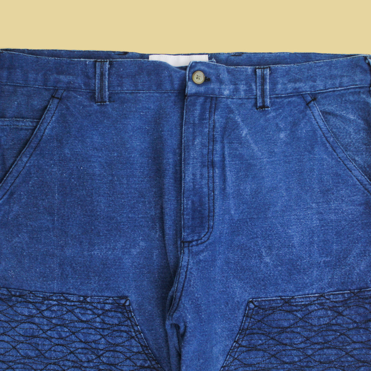 18 East Natural Indigo Khadi Cotton Studio Double Knee Pants