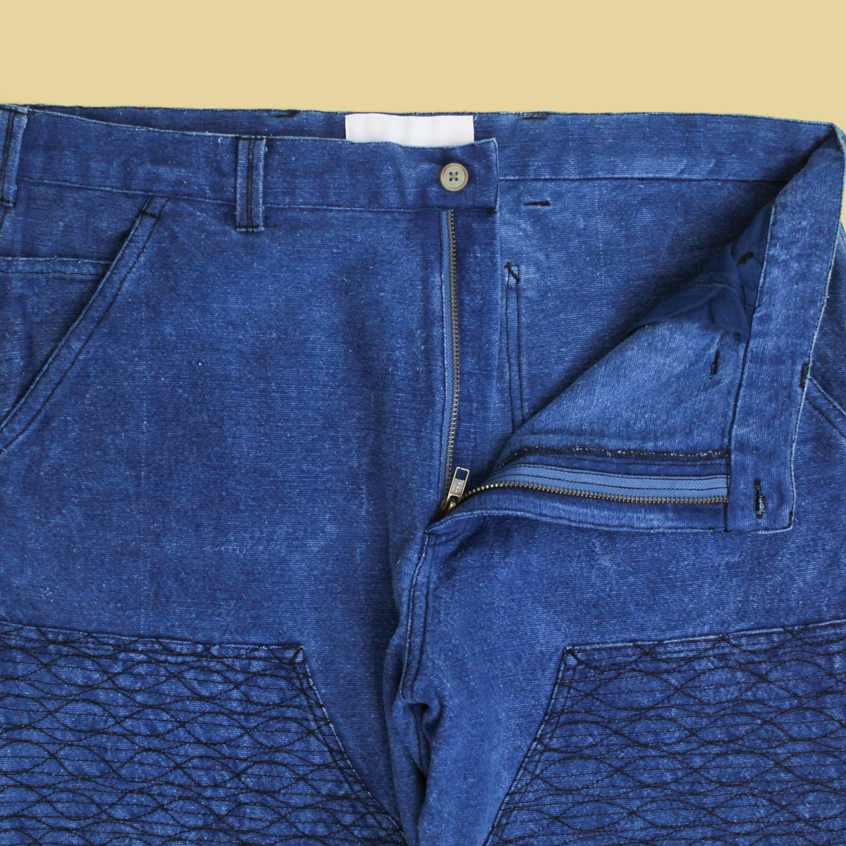 18 East Natural Indigo Khadi Cotton Studio Double Knee Pants