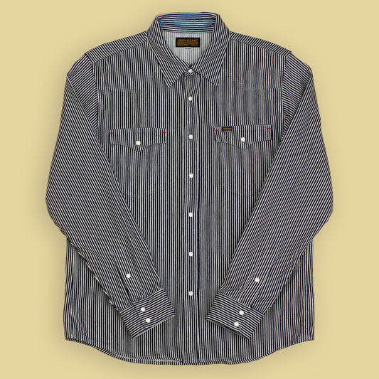 Iron Heart 12 oz Indigo Hickory Stripe Denim Western Shirt