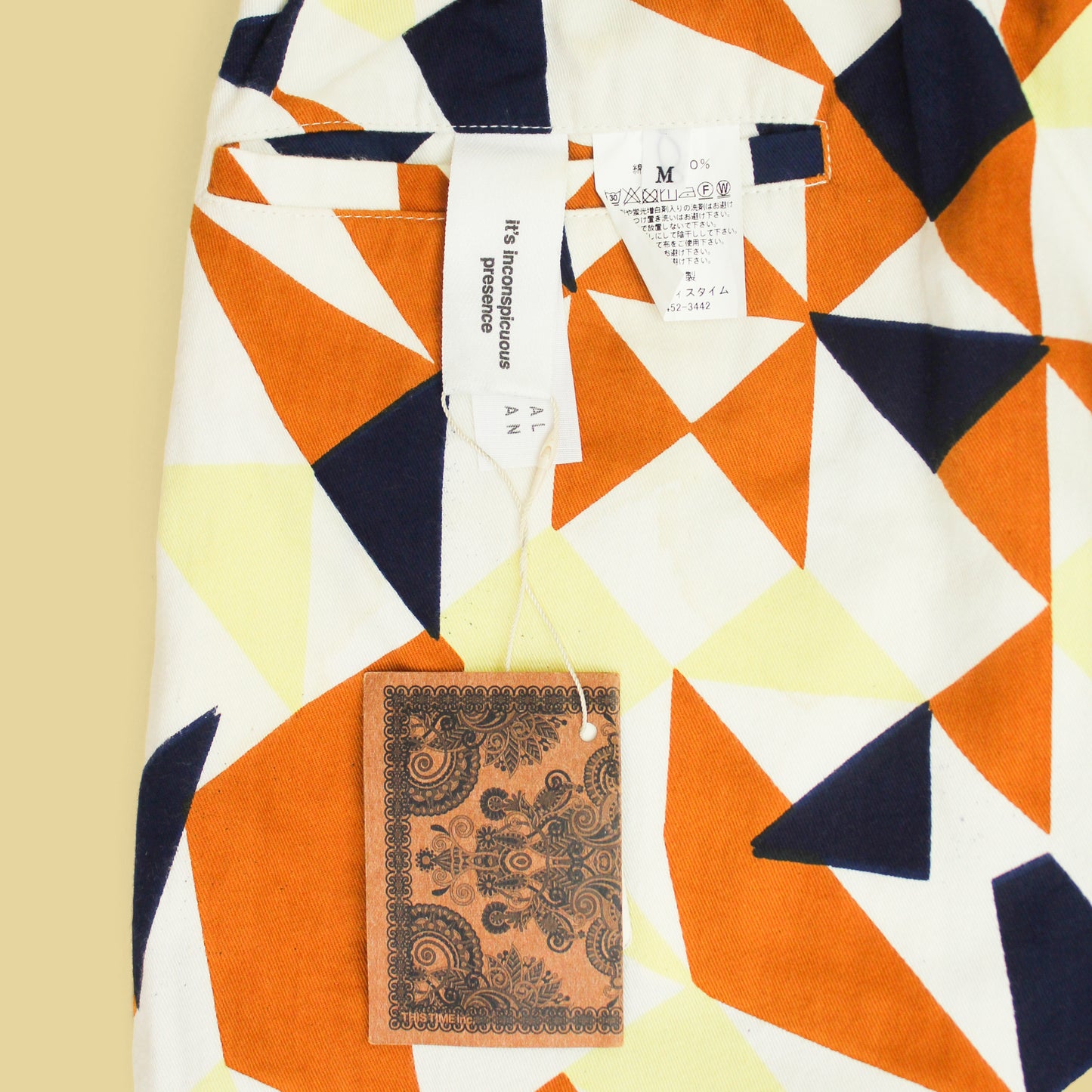 Niche Geometric Print Cotton Twill Elastic Waist Reversible Pants