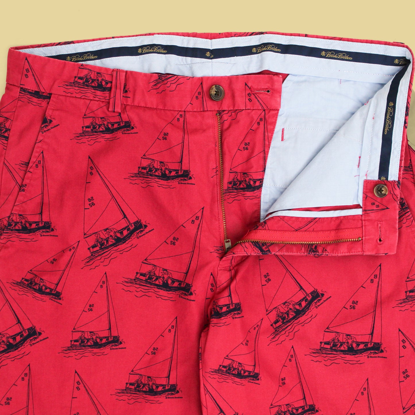 Brooks Brothers Sailboat Print Cotton Clark Pants