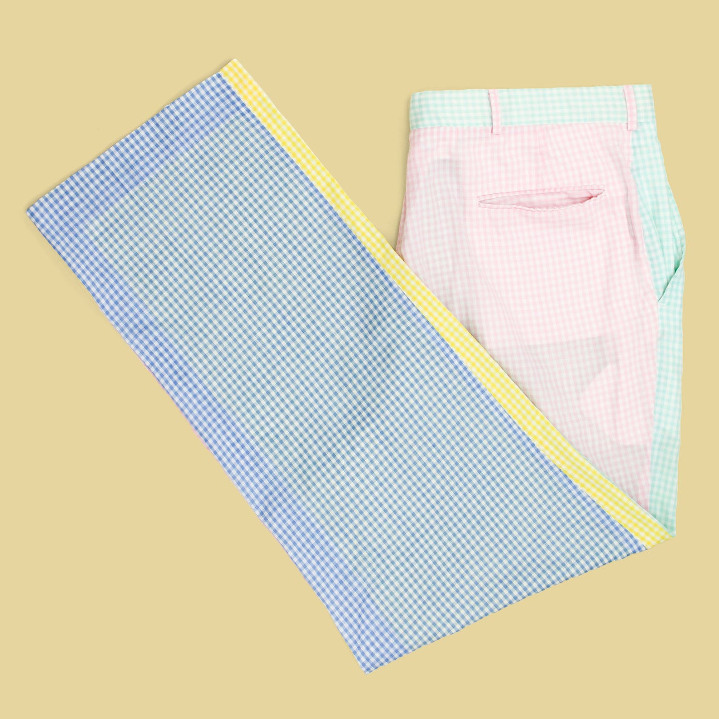 Vintage Wedgewood By Asher Gingham Cotton Mismatched Four-Panel Pants