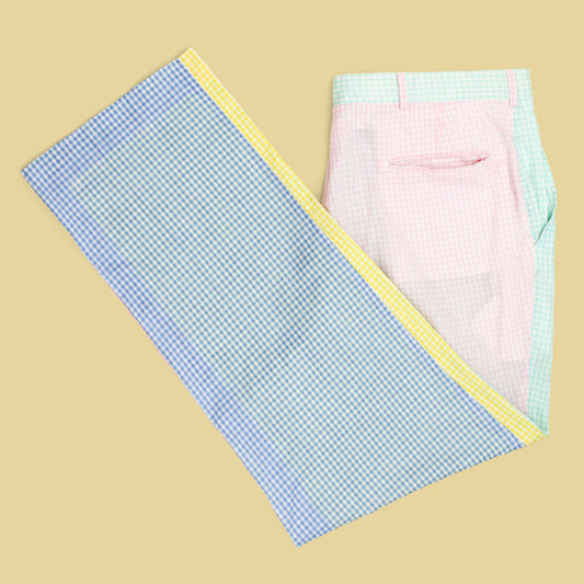 Vintage Wedgewood By Asher Gingham Cotton Mismatched Four-Panel Pants