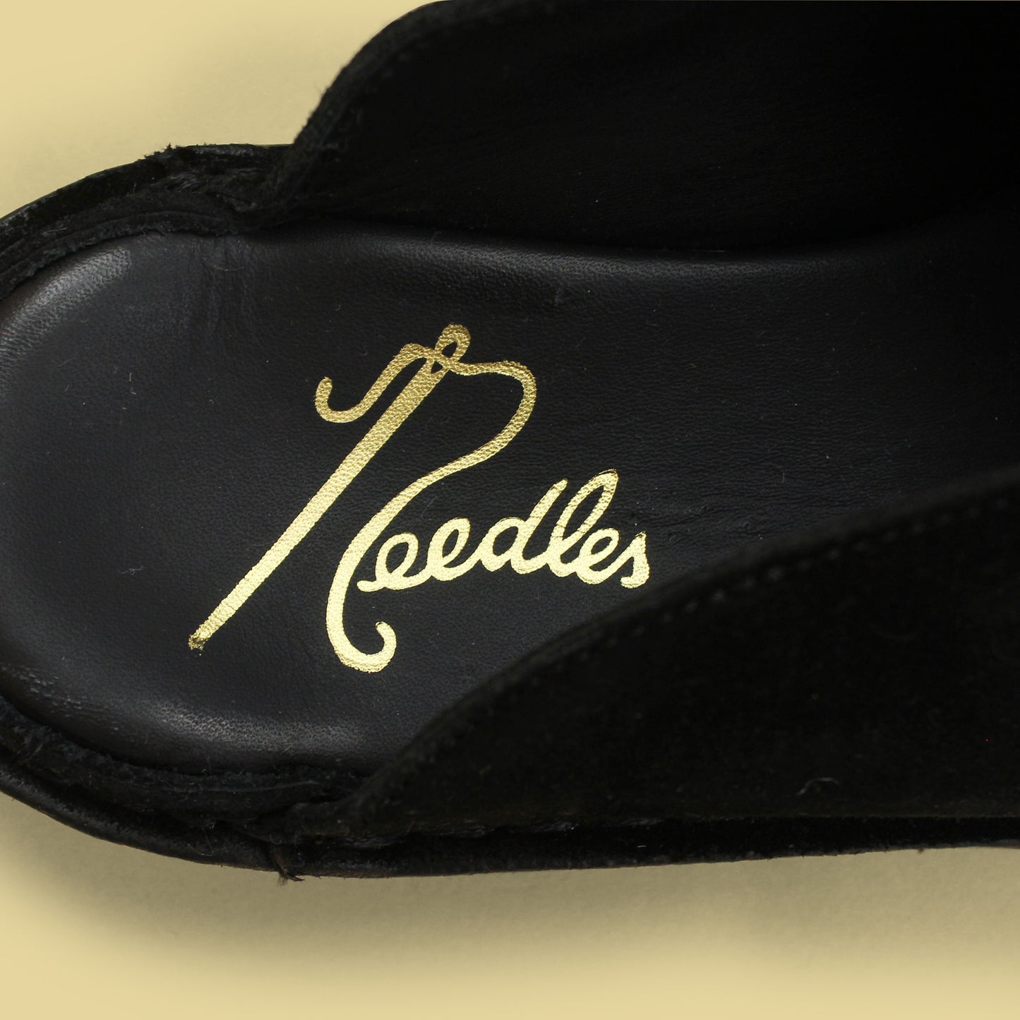 Needles Black Suede Wedge Sole Mountain Clog