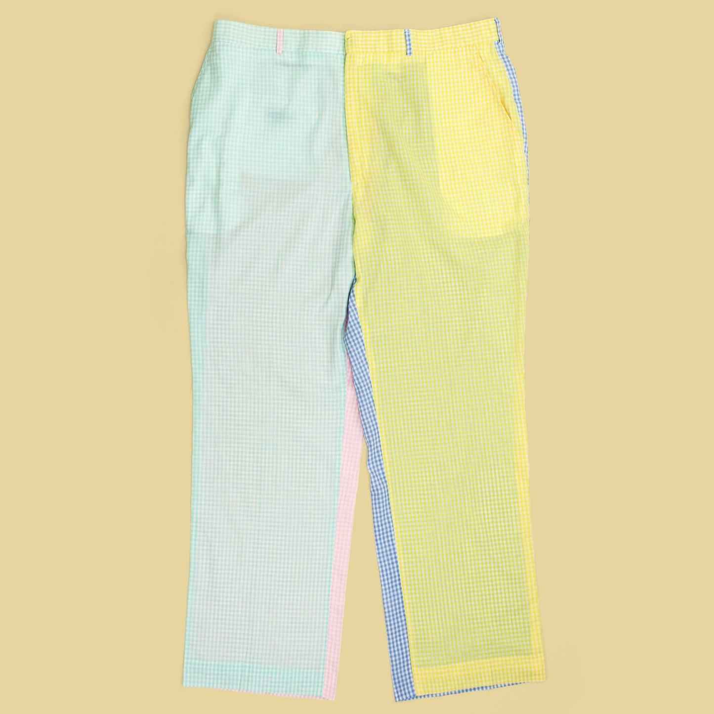 Vintage Wedgewood By Asher Gingham Cotton Mismatched Four-Panel Pants
