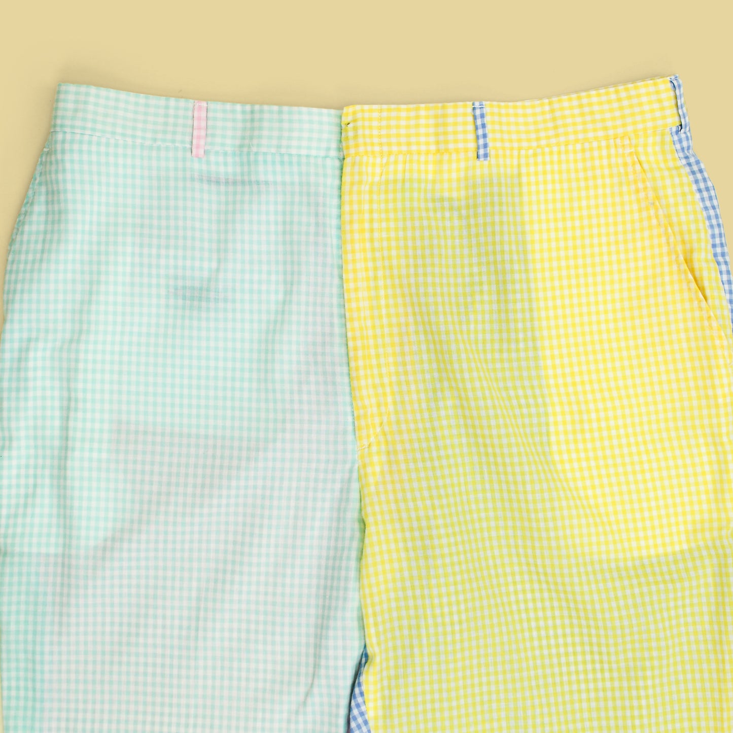 Vintage Wedgewood By Asher Gingham Cotton Mismatched Four-Panel Pants
