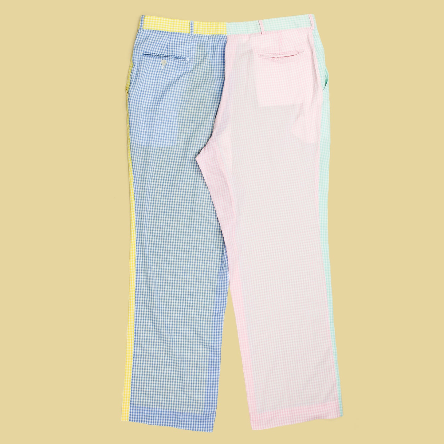 Vintage Wedgewood By Asher Gingham Cotton Mismatched Four-Panel Pants
