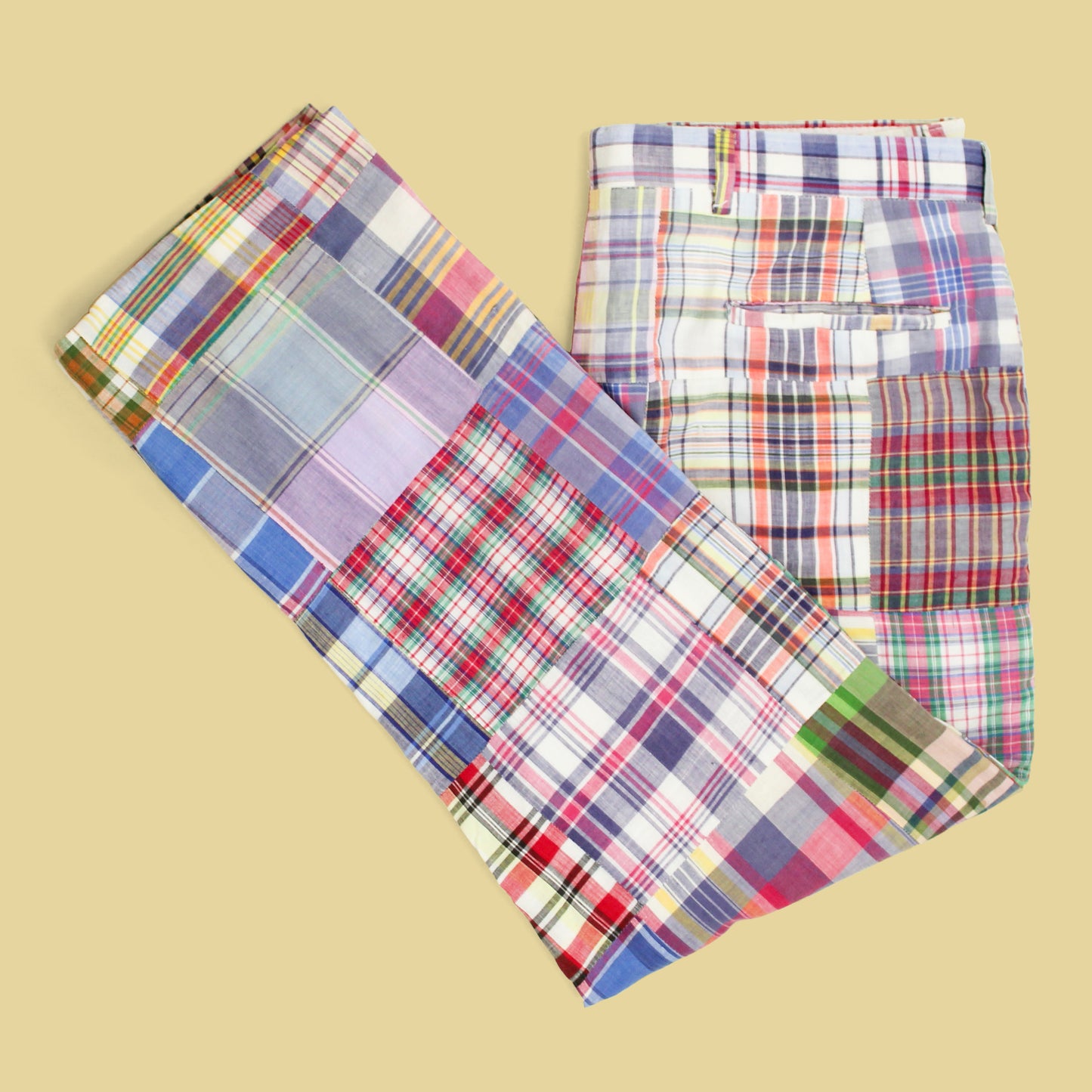 Vintage Patchwork Madras Cotton Pants
