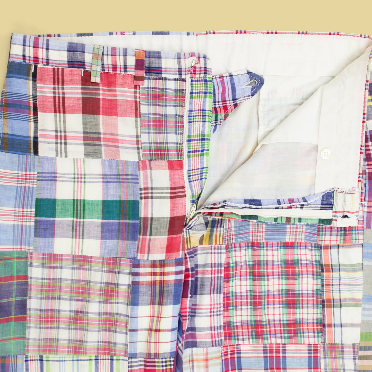 Vintage Patchwork Madras Cotton Pants