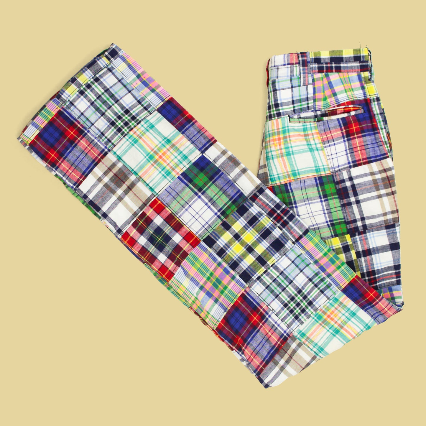 Vintage Patchwork Madras Cotton Pants