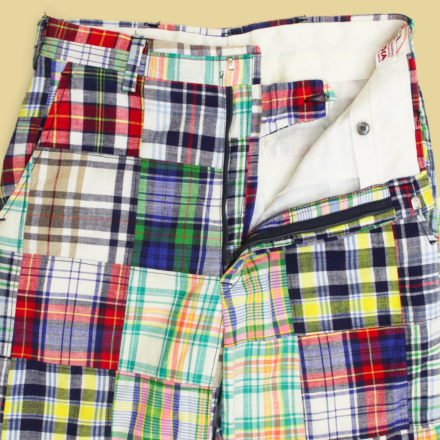 Vintage Patchwork Madras Cotton Pants