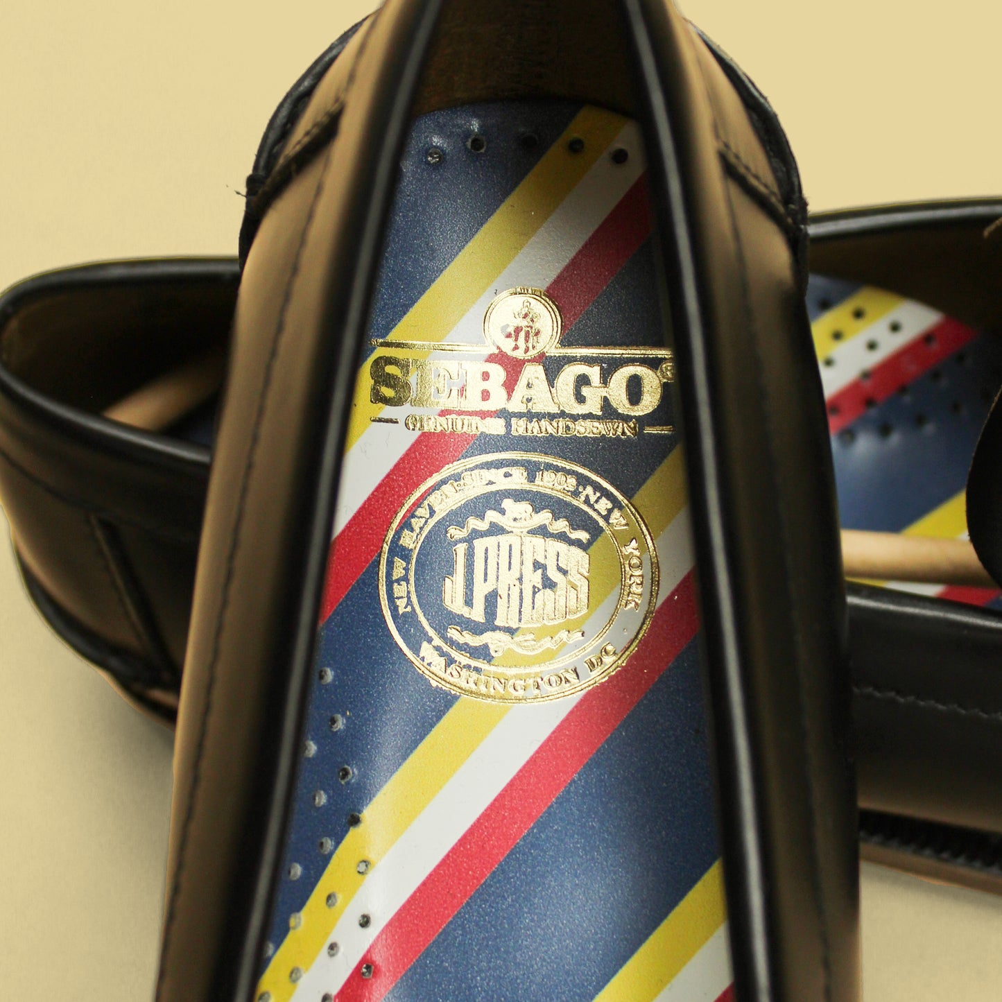 J. Press x Sebago Dan Regimental "True Preppy" Penny Loafers