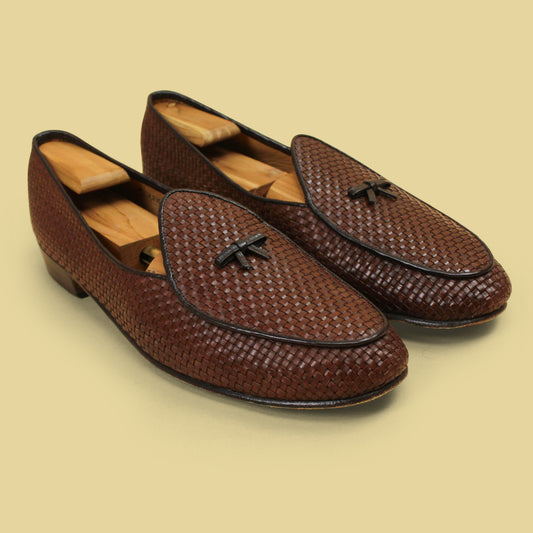 Belgian Shoes Woven Leather Mr Casual Slippers/Loafers