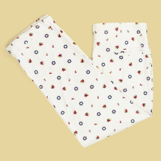 Vintage Cable Car Clothiers Nautical Print Cotton Pants