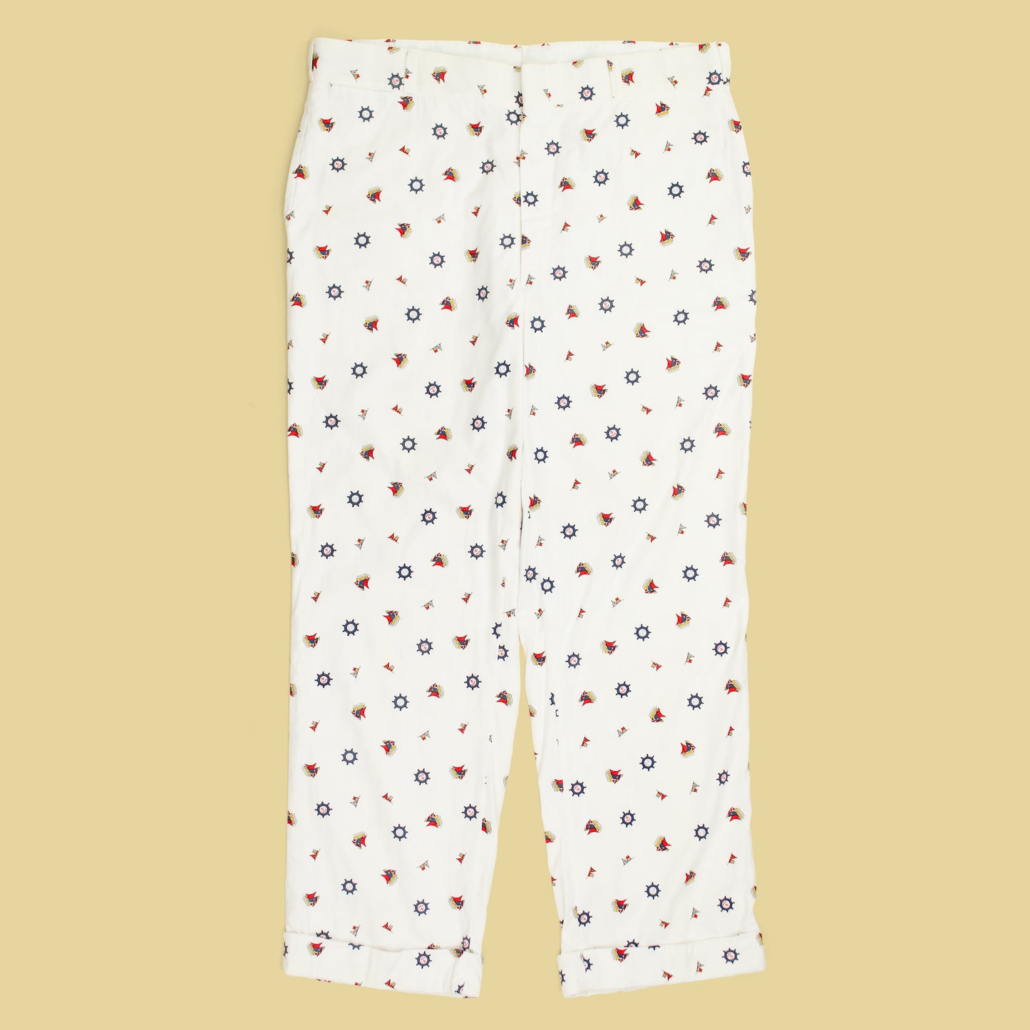 Vintage Cable Car Clothiers Nautical Print Cotton Pants