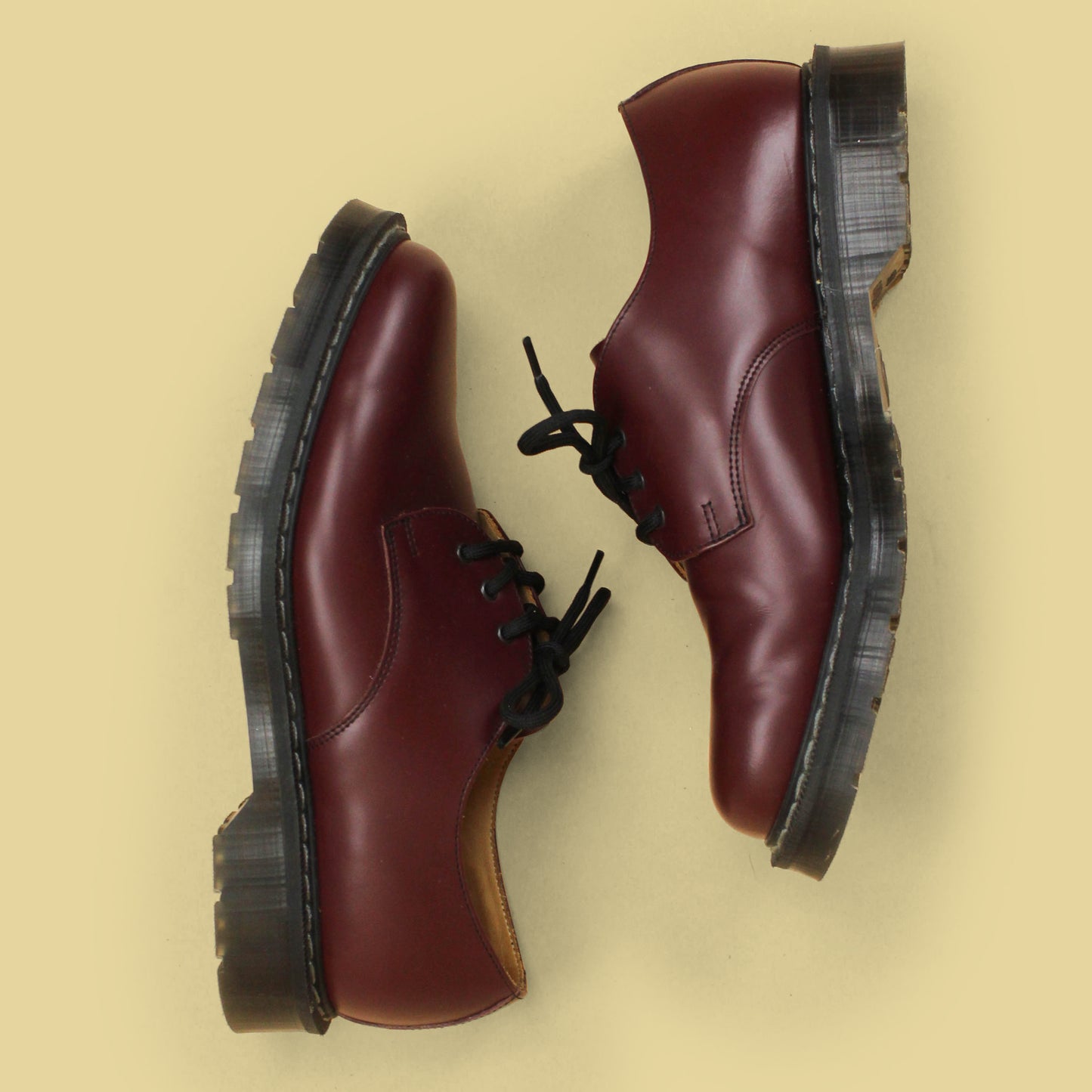 Solovair Oxblood Hi-Shine Leather Gibson Shoes