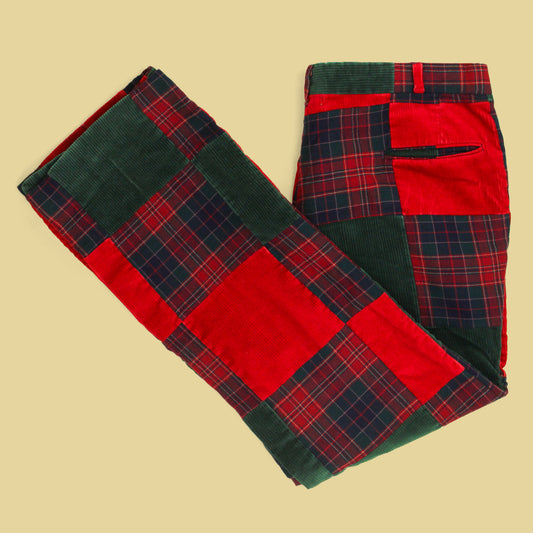 Vintage Patchwork Flannel/Corduroy Pants