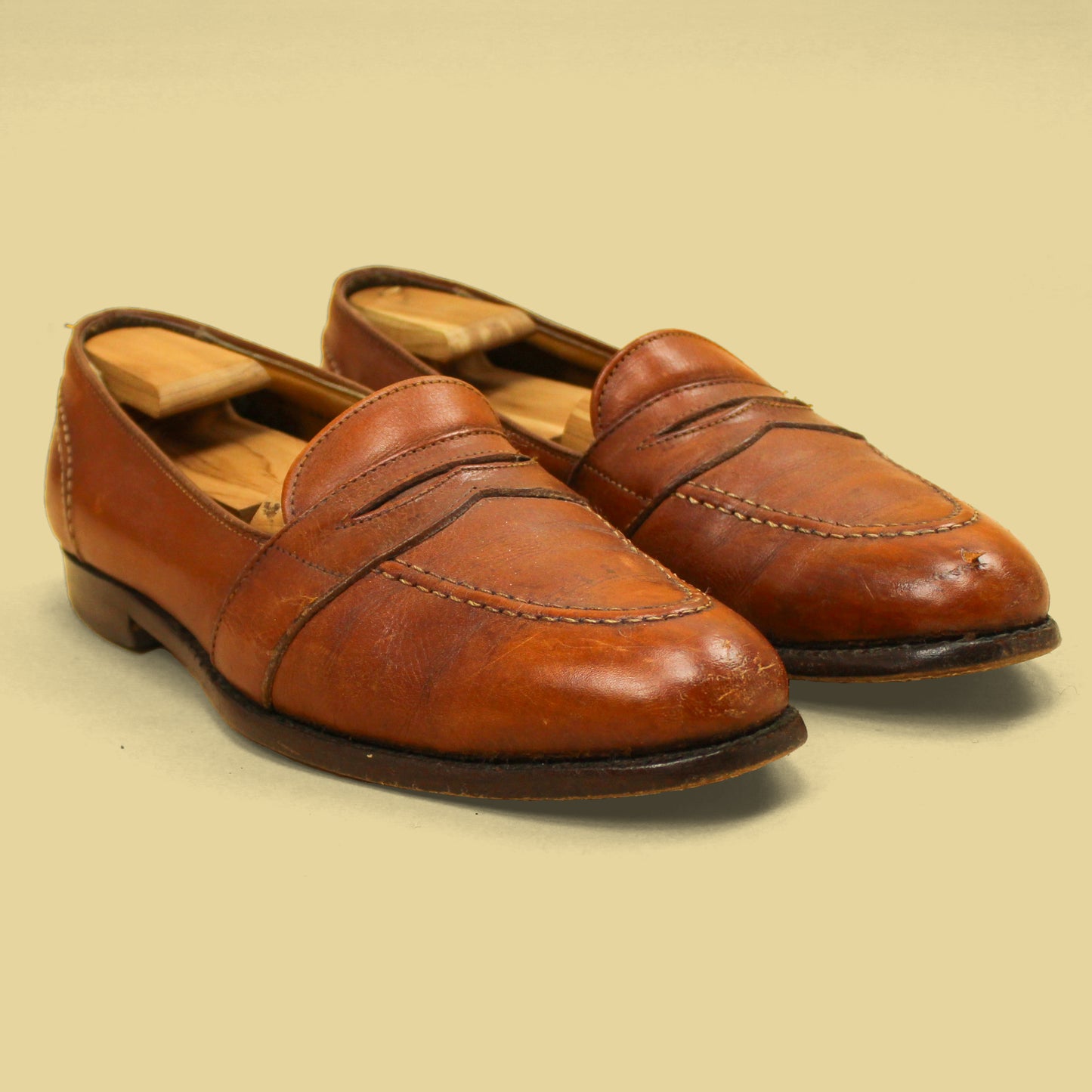 Alden Burnished Tan Calf Full Strap Penny Loafers