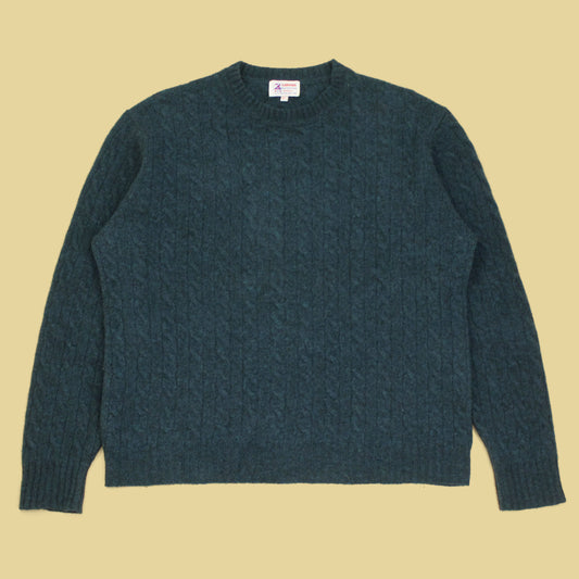 Clansman Shetland Wool Cable-Knit Crew Neck Sweater