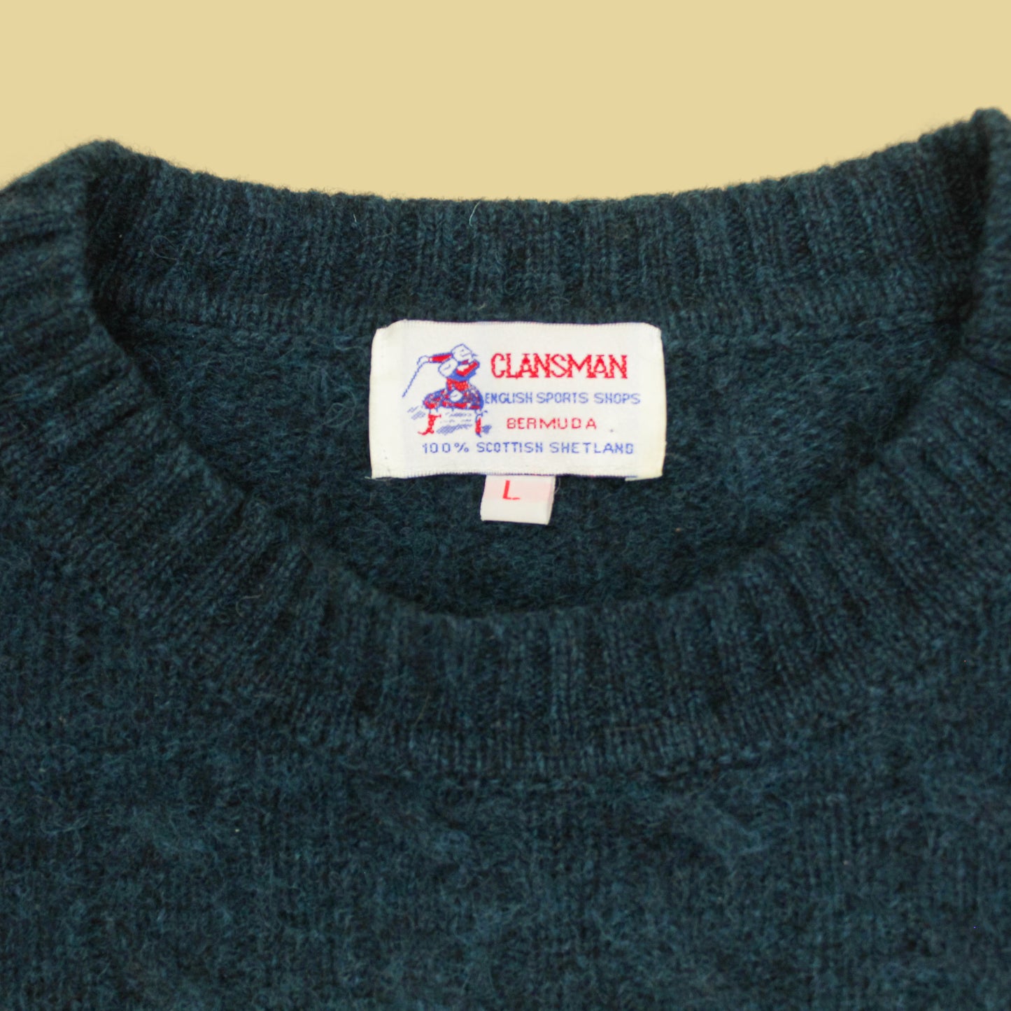 Clansman Shetland Wool Cable-Knit Crew Neck Sweater