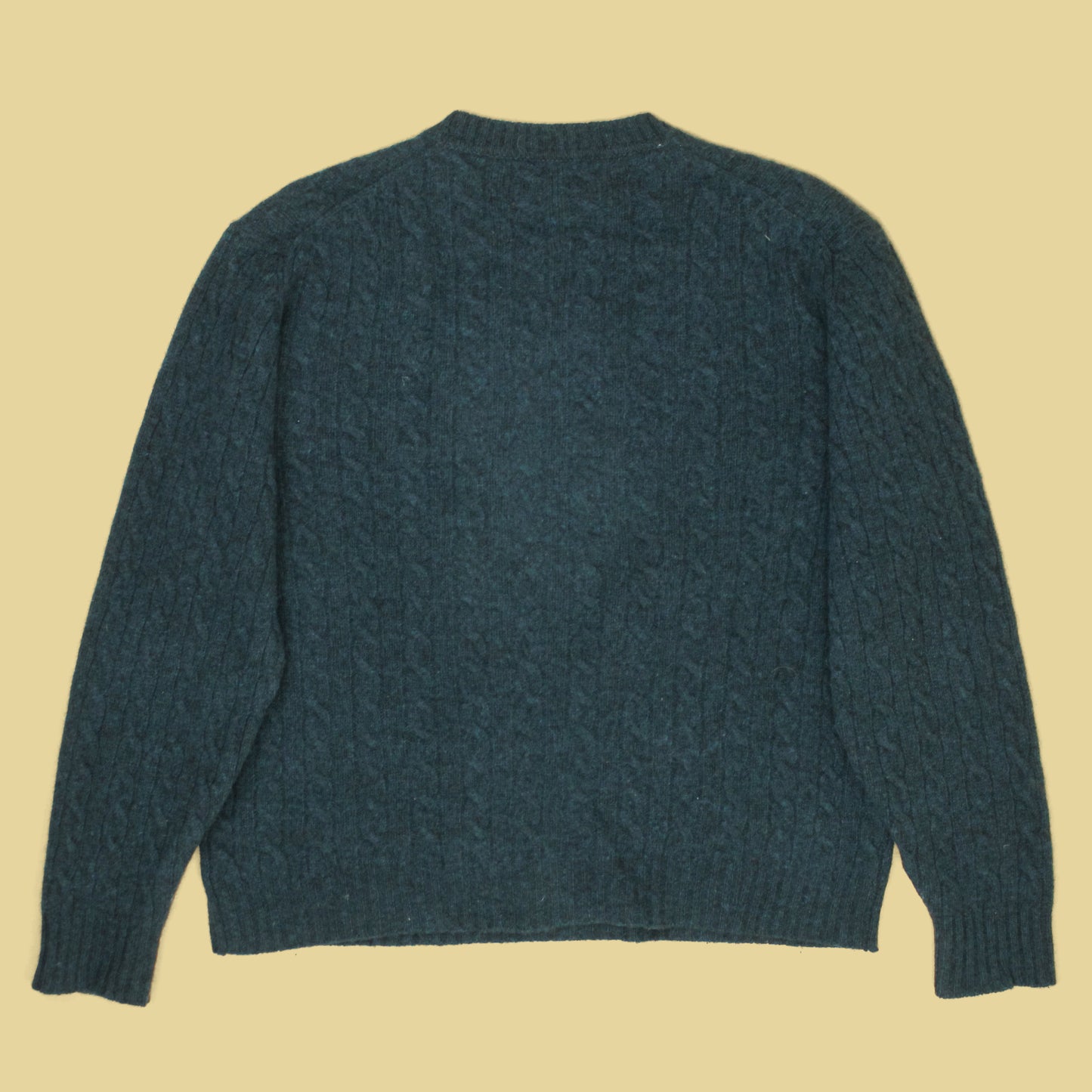 Clansman Shetland Wool Cable-Knit Crew Neck Sweater
