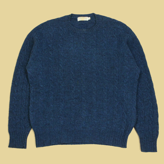 Archie Brown & Son Shetland Wool Cable-Knit Crew Neck Sweater