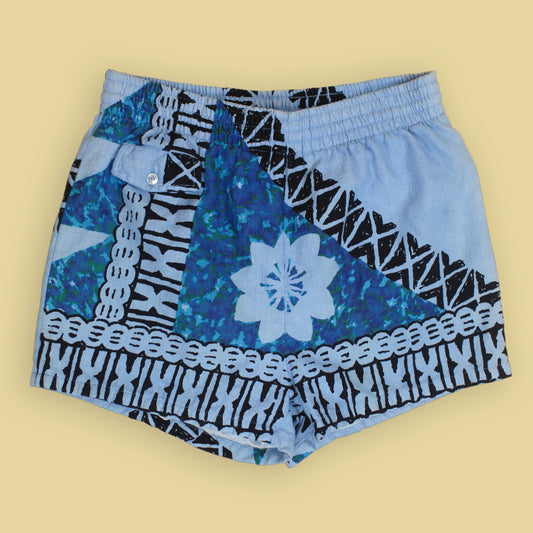 Waltah Clarke's Hawaiian Print Bark Cloth Swim Trunks