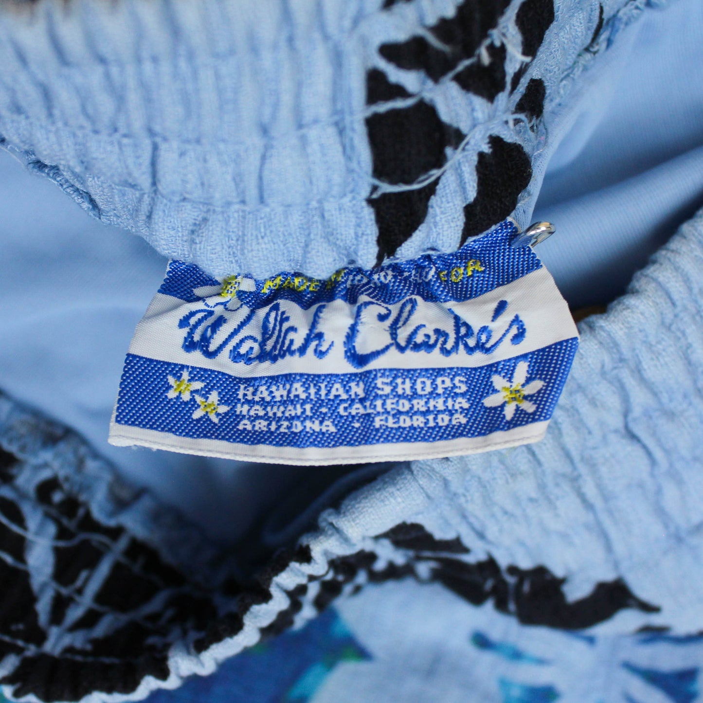 Waltah Clarke's Hawaiian Print Bark Cloth Swim Trunks